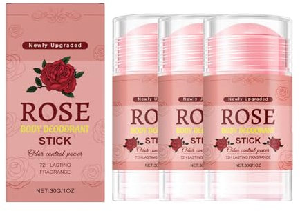 Körper-Deodorant-Stick 30g,lang anhaltender Schutz,Deo-Stick und Antitranspirant,natürliche Inhaltsstoffe und aluminiumfrei,ideal für Urlaub und Reisen(Rosengeschmack) (3)