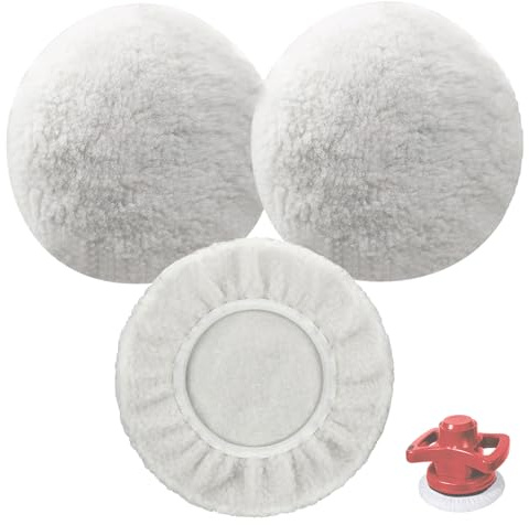 3 Lammwoll-Polierhauben für Einhell Akku-Autopoliermaschinen CE-CB 18/254 | Lammwolle Polierscheiben Polierpads Polierpads für 220mm-250mm Poliermaschinen