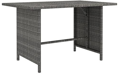 Myheimly Garten Esstisch Gartentisch Terrassentisch Balkontisch Gartenmöbel Tisch Outdoor Außentisch Rattantisch Grau 110x70x65cm Poly Rattan,Grau,Tisch