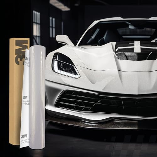 3M 2080 Car Wrapping Folie 30x152cm Selbstklebende Autofolie für Auto Motorrad Boot 3D Lackschutzfolie mit Luftkanälen zum Folieren (GP240 Gloss White Gold Sparkle)