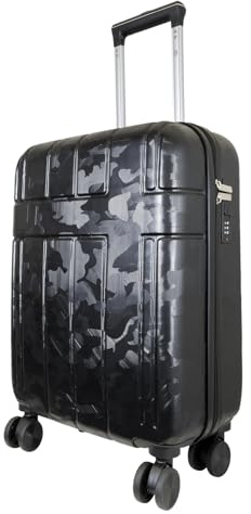 Monopol Reisekoffer und Kofferset 3tlg Hartschale Camo Trolley (schwarz, Handgepäck - Größe S)