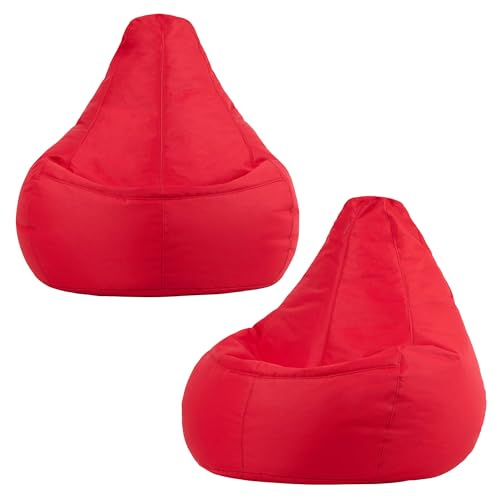 Bean Bag Bazaar Outdoor Bean Bag with Filling Included, 2 Pack, Red