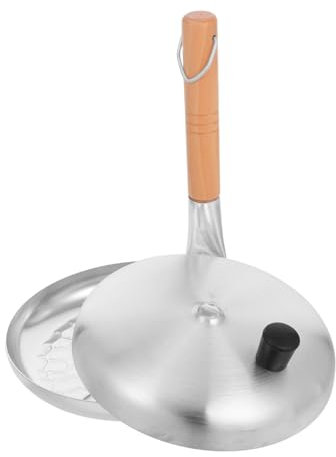 1 Set Japanese Oyakodon Pan Nonstick Frying Pan with Lid Vertical Wood Handle for Family Cooking for Induction and Gas Stove for Healthy Omelettes and Interactive Cooking