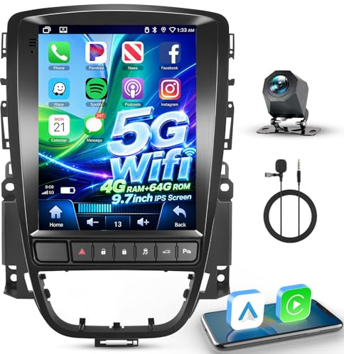 4G+64G For Vauxhall Astra J 2009-2015/Buick Excelle Car Radio Stereo, Hodozzy 9.7 Touchscreen Car Radio with DSP Wireless Carplay Android Auto WiFi GPS RDS/FM Bluetooth SWC Reverse Camera
