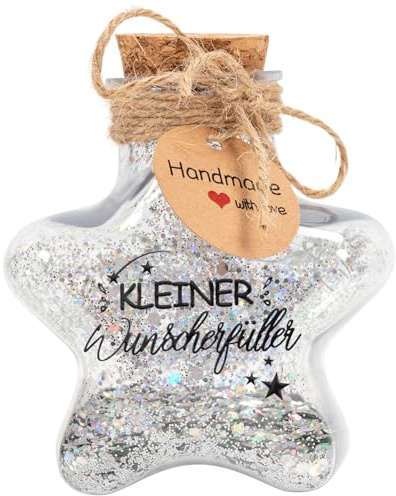 Wunscherfüller Geldgeschenk mit Korken, Silberne Pailletten, Aufkleber für Kommunion Geschenke Mädchen Junge, Geburtstag Taufe Kommunion Konfirmation Jugendweihe Hochzeit