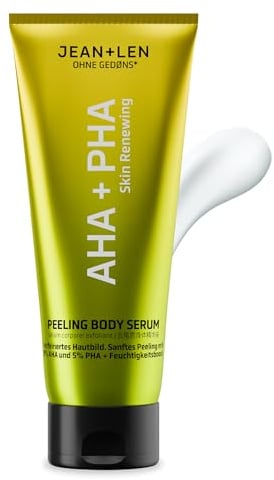Jean & Len Body Serum AHA & PHA, sanftes Peeling mit 8 % AHA & 5 % PHA, verfeinert das Hautbild, klärt Unreinheiten, spendet Feuchtigkeit, Körperpflege ohne Parabene & Silikone, vegan, 200 ml
