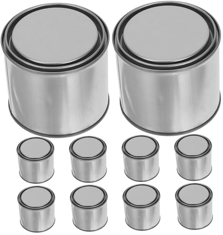 DIYEAH 10pcs Metal Paint Cans with Airtight Lids Small Unlined Round Tins for Latex Paint Sample Storage Reusable Craft Buckets for DIY Projects and Safe Transport