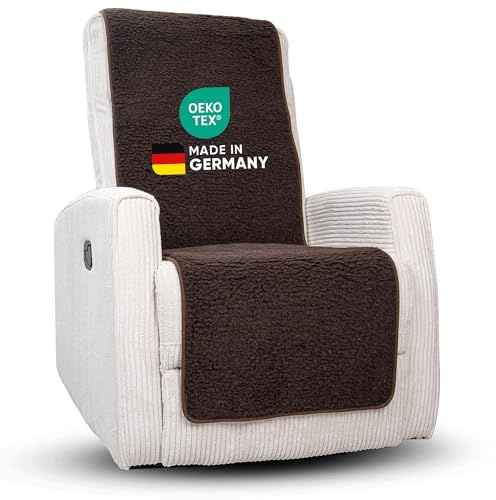Novaliv Sesselschoner für Relaxsessel Braun - Universeller Sesselschoner ohne Armlehne - Schonender Sessel Bezug aus Schurwolle - Sesselbezug Relaxsessel Sesselauflage Sesselüberwurf ohne Armlehne