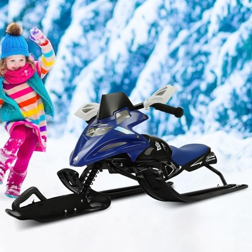 Gdetnysty Lenkbarer Schneeschlitten für Kinder mit 3 Skiern Fußbremse und Verstellbarem Sitz Robustes Stahlrahmen Design 80kg Tragfähigkeit Perfektes Wintergeschenk für Schneeabenteuer