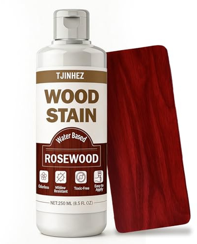 Wood Stain 250ml, Water Based Wood Stain, Indoor & Outdoor Wood Finish for Furniture, Cabinets, Doors & Wood Surfaces - Fast Drying, Low Odour, Non-Toxic & Easy to Use (Rosewood)