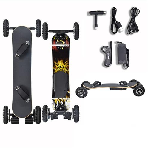 Lakenbroade Skateboard Elettrico con Telecomando LCD, Longboard Elettrico Fuoristrada, Doppio Motore da 1650 W, velocità Massima di 40 km, Professionale per Ciclisti Adulti Right.