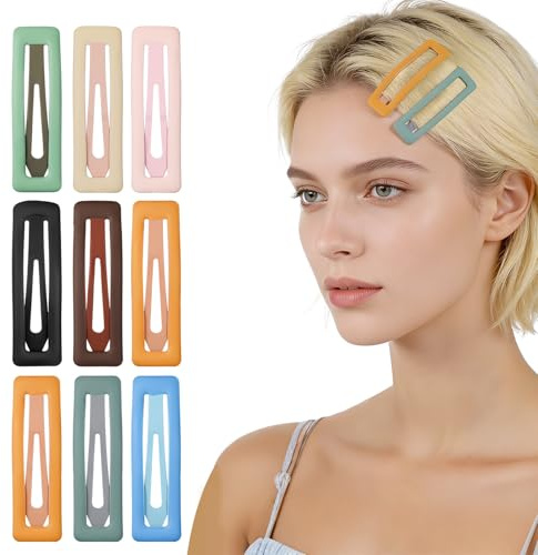 Healifty 9 Stück pack Matte Haarklammern mit Schnappverschluss für Mädchen und Frauen Robuste Bruchfeste Haarspangen in Blau Rosa und Milchkaffee Vielseitige Haar Accessoires für Haartypen