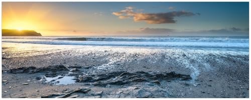 Wallario Küchenrückwand selbstklebend 115 x 50 cm, Motiv: Einsamer Strand in Cornwall England | Spritzschutz abwischbar & pflegeleicht