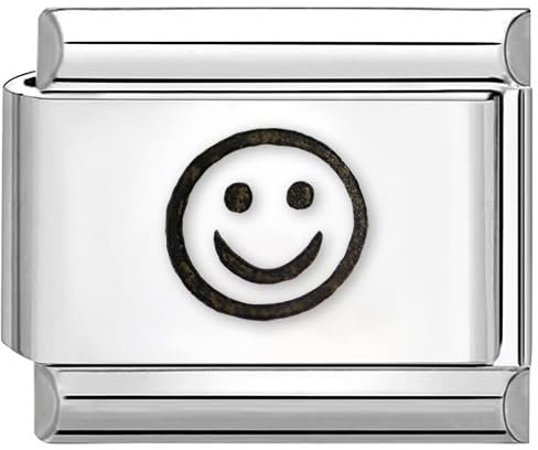 Quiges - 9mm Italian Style Charm Modul Edelstahl Smiley für Italienische Armbänder