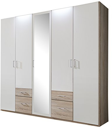Wimex Kleiderschrank/ Drehtürenschrank Fly, (B/H/T) 225 x 208 x 58 cm, Eiche sägerau-Nachbildung, Abs. Weiß