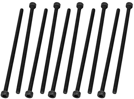 Sourcingmap M3x75mm Fully Thread Hex Socket Head Knurled Cap Screw Bolt Black 10pcs