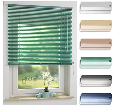 ourdeco® Aluminium-Jalousie / 100 x 220 Mint (Breite x Höhe) / Montage an Wand oder Decke, Premium Alu-Jalousie