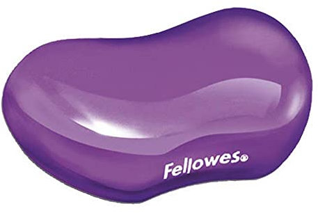 Fellowes Mini repose poignet Crystal Gel, mini repose-poignet ergonomique pour souris gel transparent violet, 18 x 122 x 88 mm 91477-72