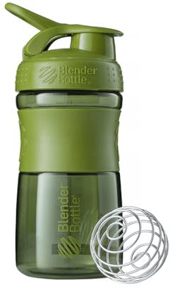 BlenderBottle Sportmixer Tritan Trinkflasche mit BlenderBall, geeignet als Protein Shaker, Eiweißshaker, Wasserflasche oder für Fitness Shakes, BPA frei, skaliert bis 500 ml, 590 ml, moos grün
