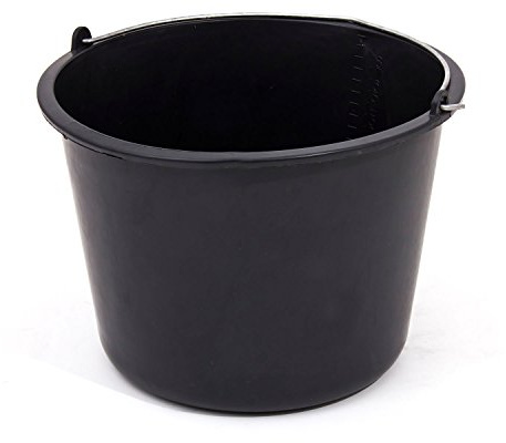 Set of 5 black plastic builders buckets water mixing palstering 12 L
