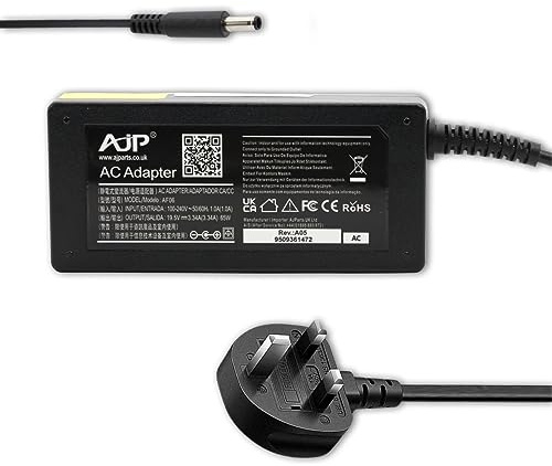 AJP Genuine New Compatible with Dell Barrel Center Pin 4.5MM X 3.0MM (Slim Pin) Laptop Notebook Adapter 65W Battery Charger Power Supply Unit 19.5V 3.34A PSU Adaptor