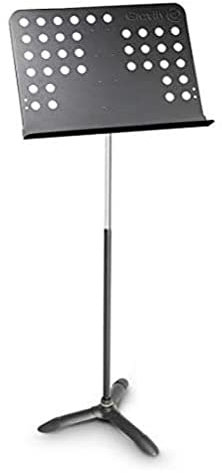 Gravity NS ORC 2 L Hohes Orchester-Notenpult mit gelochter Ablage, Höhe von 65 bis 150 cm verstellbar, schwarz