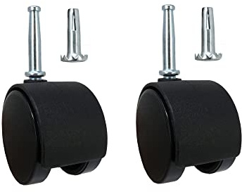 Shepherd 2 Smooth-Rolling Twin Wheel Office Chair Casters, Dual-Wheel Swivel Caster Wheels for Office Chairs, Set of 2, Black