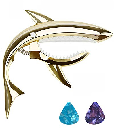 Youniker Kapodaster,Quick Change Shark Kapodaster für 6 Saiten Akustik Gitarre, Westerngitarre,E-Gitarre,Klassische Gitarre,einhändig Akustische Gitarre Capo mit 2 Plektrum Plektron Picks