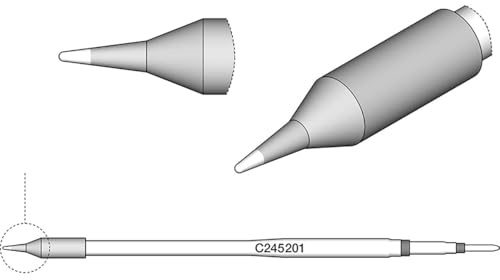 JBC Lötspitze Serie C245, Rundform, C245201/Ø 0,6 mm, gerade, 20 mm länger C245201 (Lötkartusche Lötpatrone Loetspitze Loetkartusche Loetpatrone 2245 2045 bleifrei)