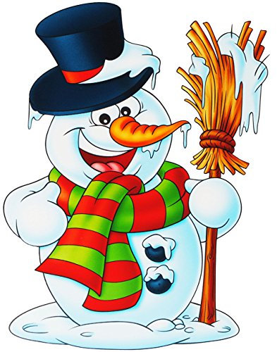 alles-meine.de GmbH XL Fensterbild - lustiger Schneemann - Winter & Weihnachtsmotive - statisch haftend - selbstklebend + wiederverwendbar/Weihnachten - Schneemänner/Tier..