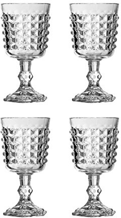 Premier Housewares Pyramid Wine Goblets, Clear, Set of 4