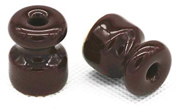 Isolatore/Isolatori in Ceramica per Cavi Trecciati. ø 18mm. Marrone. Confezioni: 6/25/50 Pezzi (6 Pezzi)