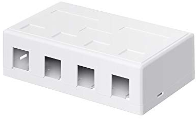 Goobay 79376 Keystone Leergehäuse 4 Port / Leeres Patchpanel für Keystone Module / 4-fach Patchfeld / Aufputzdose mit Snap-In-System / Weiß