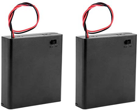 Saim AA 6V Battery Holder Case Wired ON/OFF Switch w Cover Pack of 2