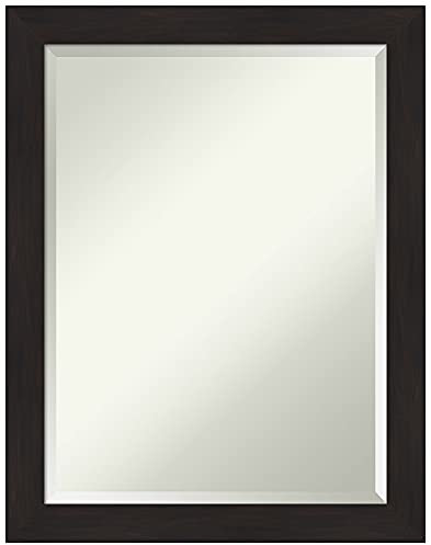 Amanti Art Specchio da bagno, mobili espresso stretto specchio da parete per l'uso come specchio da bagno sopra il lavandino (69,8 x 54,6 cm) specchio smussato, specchio marrone, specchio casual da
