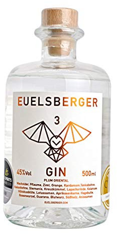 Euelsberger Gin Plum Oriental – Pflaume und Orange Premium Spirituose – Frische, Orientalische Noten & Mildes Aroma - Hochwertige Zutaten - 45% Vol. & 0,5 L