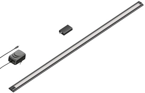 ledscom.de Smarte LED Unterbau-Leuchte SIRIS schwarz matt mit Netzteil und WLAN-Controller, flach, Smart-Home, Alexa-fähig 90cm, 963lm, warmweiß