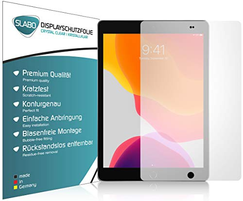 Slabo 2 x Displayschutzfolie kompatibel mit iPad 10.2 (7. Generation | 2019) | iPad 10.2 (8. Generation | 2020) | iPad 10.2 (9. Generation | 2021) Displayschutz Schutzfolie Folie Crystal Clear KLAR