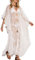 Bsubseach White Mesh Embroidered Long Beach Dress Women V Neck Side Slit Swimsuit Swimwear Cover Up