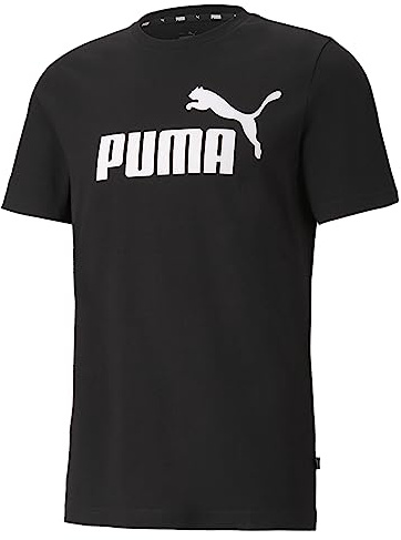 PUMA Herren Essentials Logo Tee Grau Standardlänge Klassische Passform Kurzarm Baumwolle 100% T-Shirt Sport 586253-07, Schwarz, XXL