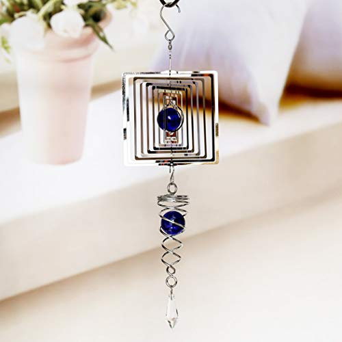 Abcsea 1 Stück Windspiele für Draußen Edelstahl, Windspiele im Freien, Windspiele für en Garten, Windspiele für Draußen Metall, Gartenverzierung(Keinen Ton) - Quadrat