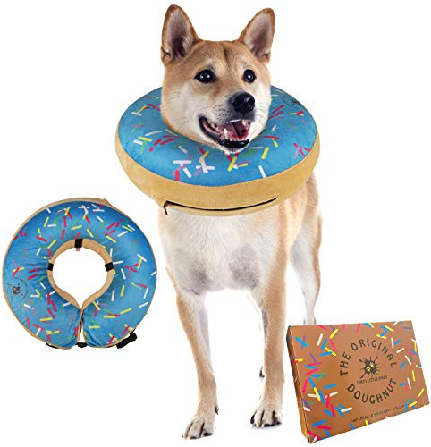 Aufblasbares Hundehalsband | Tolle Alternative zum Hundetrichter | Bequemes Genesungshalsband für Mittelgroße Hunde (Blau)