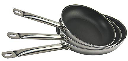 Set de 3 Sartenes, Aluminio Fundido con Antiadherente Tricapa Libre de PFOA, para Todo Tipo de Cocinas Incluida Inducción y Vitrocerámica, Aptas para Lavavajillas (3 juegos: 20+24+28CM, Mango Acero)