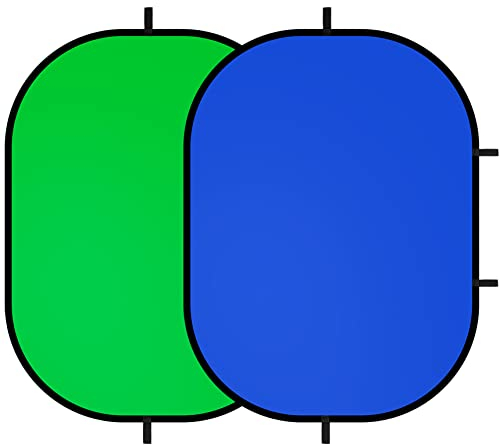 Selens Telón de Fondo Fotográfico Verde Azul Muselina Pantalla Self Tape Backdrop Croma Chromakey Fondo Plegable Pop Up 150x200cm para Retrato Fotografía Vídeo Juego Youtube Estudio con Bolsa