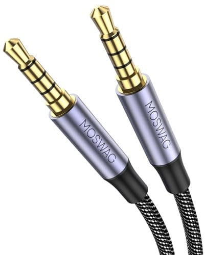 MOSWAG Cavo audio da 3,5 mm Cavo audio da 2 m maschio a maschio Cavo aux stereo a 4 poli Cavo ausiliario Cavo ausiliario per cuffie, PS4, smartphone, tablet, cuffie, PC, laptop e altro