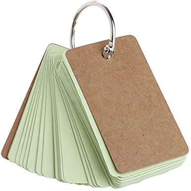 TOP-MAX Karteikarten, 1 Packung mit 50 Blatt, Mini-Blanko-Lernkarten, Revisionskarten, Karteikarten mit Bindering für Schule, Lernen, Erinnerung, Lernnotizen (grün), 9 x 5,5 cm