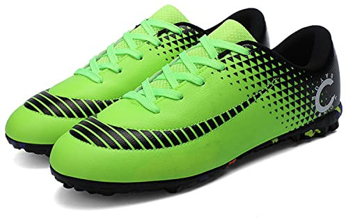 YHLLZY Boys Football Boots Astro Turf Trainers Girls Soccer Athletics Training Shoes Teenager Outdoor Sport Shoes Sneakers Green 11UK Child