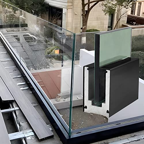 2040120120120 Zoll lange Basisschiene, Abstandshalter für Glas, Außendach, Galeriehaus – Platten, Kunststoff, Treppenbaluster, Klemmen, 12–17 mm, Klare Sichtwinkel, Zaun, Schwarz Länge