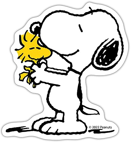 Spreadshirt Peanuts Snoopy Und Woodstock Beste Freunde Sticker, max. 10 x 10 cm, 10 x 10 cm, Mattweiß