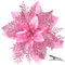 MIKAILE 20 Pièces Fleur de Noël pour Sapin avec Clip, Fleurs de Noel Artificielles Glitter, Fleur Poinsettia Noel Sapin de Scintillantes pour Guirlande, Couronne, Sapin Noël Décoration (Rose)